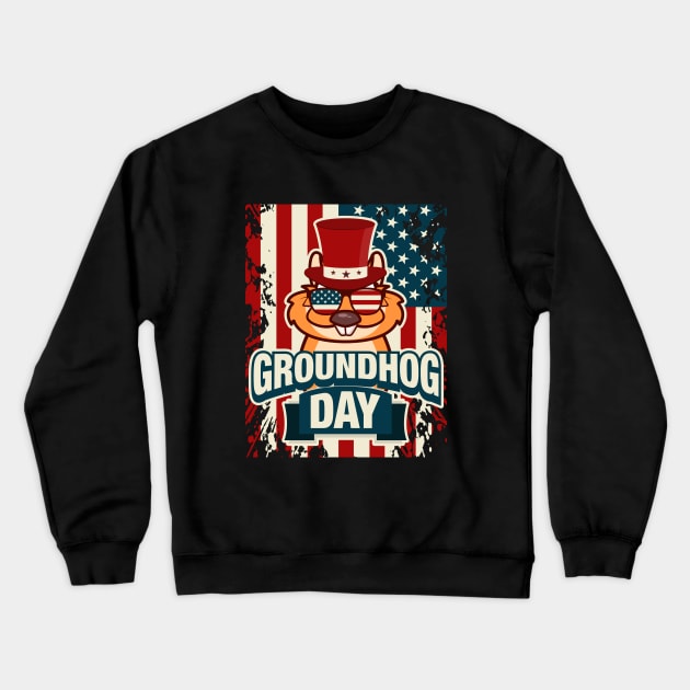 Groundhog USA Major Crewneck Sweatshirt by LetsBeginDesigns